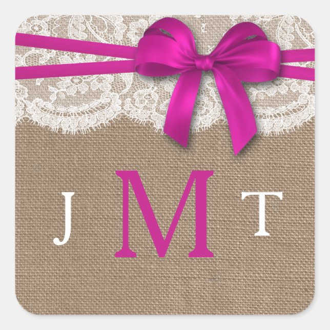 The Rustic Pink Bow Wedding Collection Seals (Front)