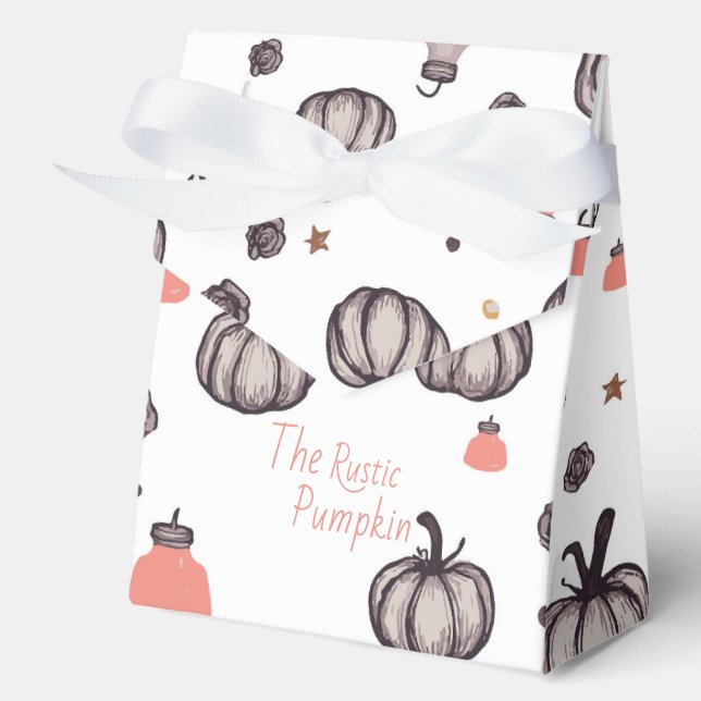 The Rustic Pumpkin (White) Favor Box (Front)