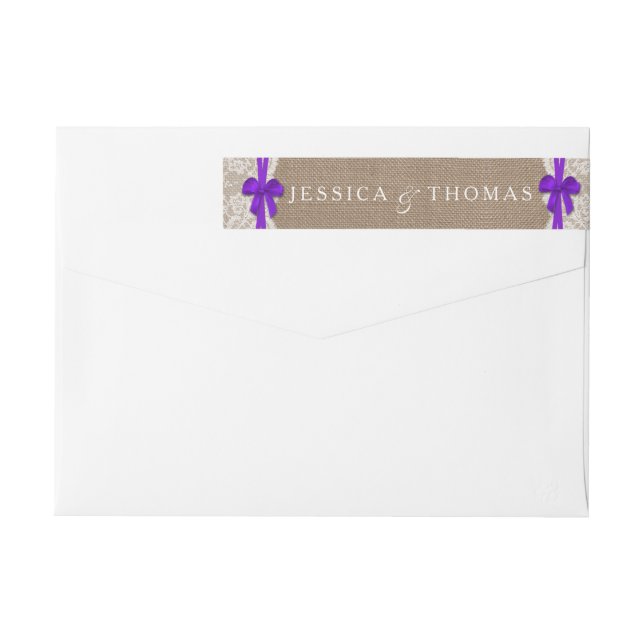 The Rustic Purple Bow Wedding Collection Labels (Back)