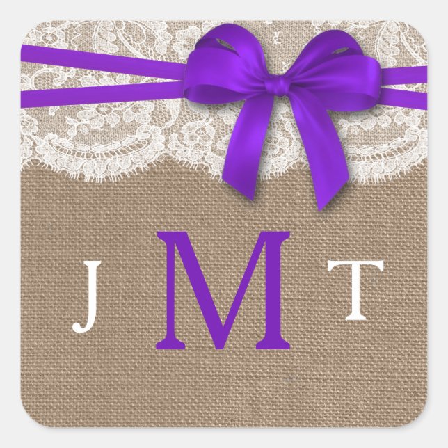 The Rustic Purple Bow Wedding Collection Seals (Front)