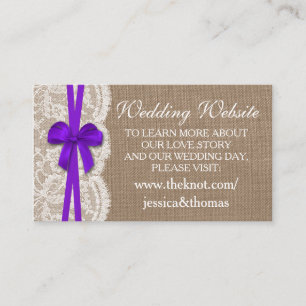 The Rustic Purple Bow Wedding Collection Website Enclosure Card
