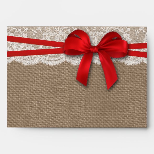 The Rustic Red Bow Wedding Collection Envelopes (Front)