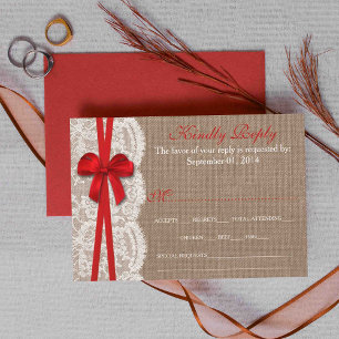 The Rustic Red Bow Wedding Collection RSVP Cards