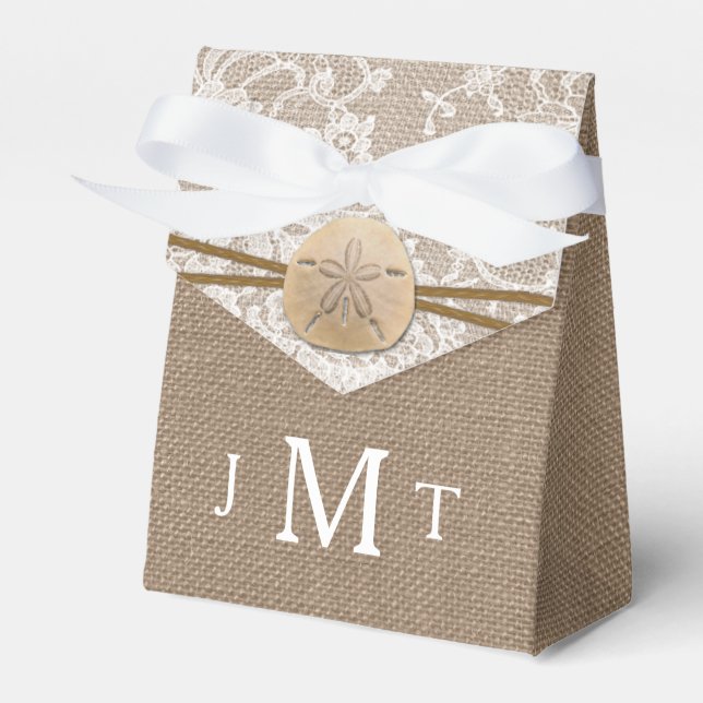 The Rustic Sand Dollar Beach Wedding Collection Favor Box (Front Side)