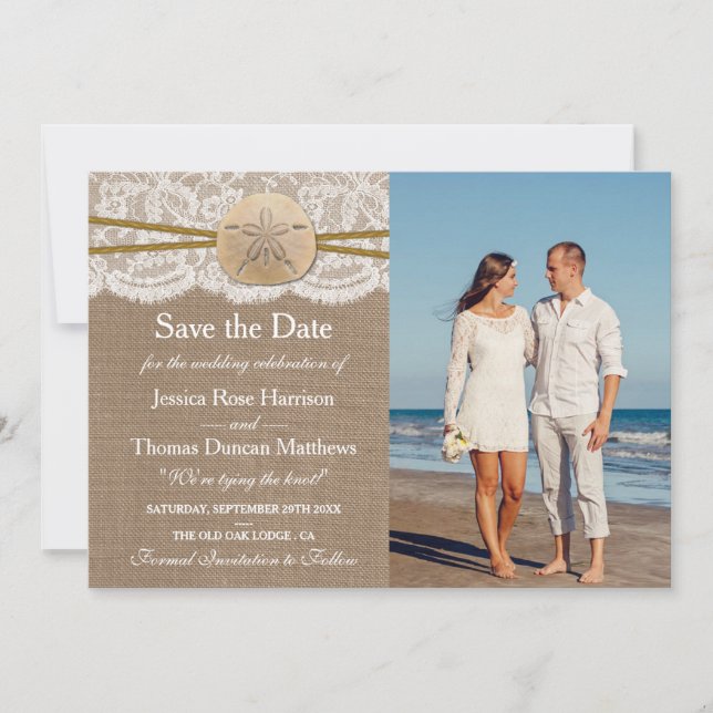 The Rustic Sand Dollar Beach Wedding Collection Save The Date (Front)