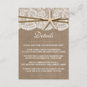 The Rustic Starfish Beach Wedding Collection Enclosure Card