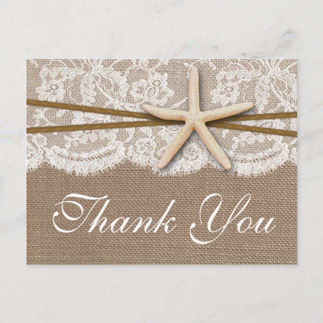 The Rustic Starfish Beach Wedding Collection Postcard (Front)