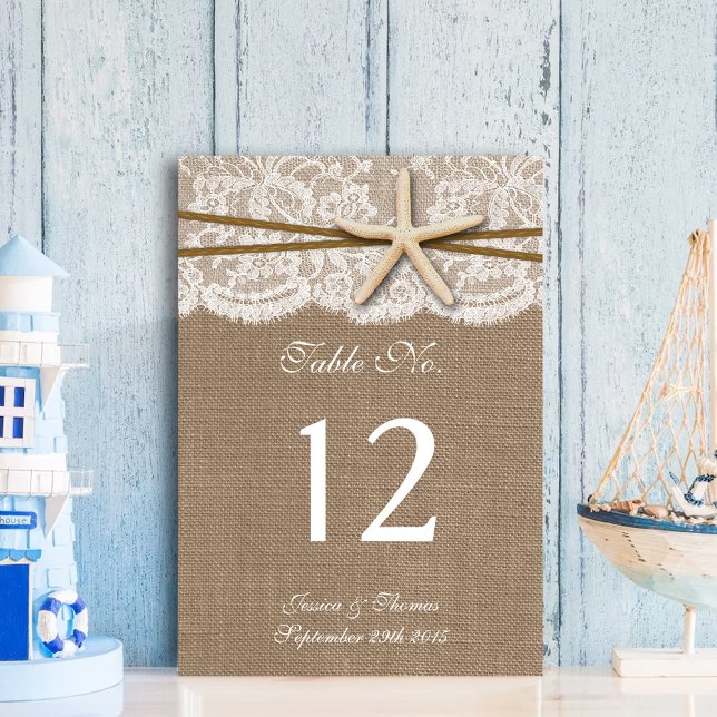 The Rustic Starfish Beach Wedding Collection Table Number (Creator Uploaded)