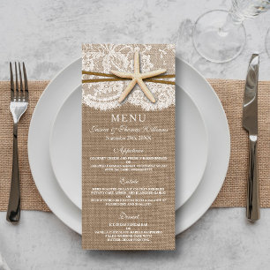 The Rustic Starfish Wedding Collection Menu Cards