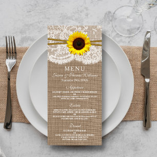 The Rustic Sunflower Wedding Collection Menu Card