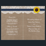 The Rustic Sunflower Wedding Collection - Navy<br><div class="desc">The rustic sunflower collection is a stunning design featuring a lovely rustic burlap effect background with a romantic vintage white lace effect trim finished with a stunning sunflower and navy blue ribbon. These programs can be personalized for your special occasion and would make the perfect template for weddings, bridal showers,...</div>