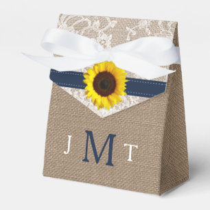 The Rustic Sunflower Wedding Collection - Navy Favor Box