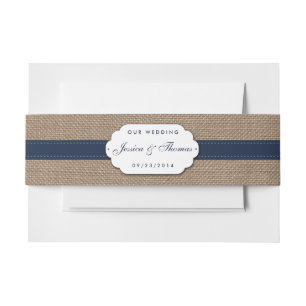 The Rustic Sunflower Wedding Collection - Navy Invitation Belly Band