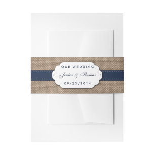 The Rustic Sunflower Wedding Collection - Navy Invitation Belly Band