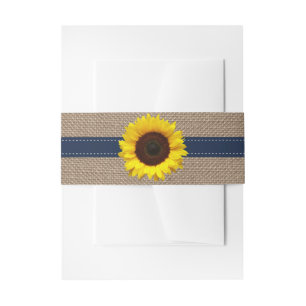 The Rustic Sunflower Wedding Collection - Navy Invitation Belly Band
