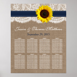 The Rustic Sunflower Wedding Collection - Navy Poster