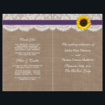 The Rustic Sunflower Wedding Collection - Purple<br><div class="desc">The rustic sunflower collection is a stunning design featuring a lovely rustic burlap effect background with a romantic vintage white lace effect trim finished with a stunning sunflower and purple ribbon. These programs can be personalized for your special occasion and would make the perfect template for weddings, bridal showers, engagement...</div>