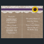 The Rustic Sunflower Wedding Collection - Purple<br><div class="desc">The rustic sunflower collection is a stunning design featuring a lovely rustic burlap effect background with a romantic vintage white lace effect trim finished with a stunning sunflower and purple ribbon. These programs can be personalized for your special occasion and would make the perfect template for weddings, bridal showers, engagement...</div>