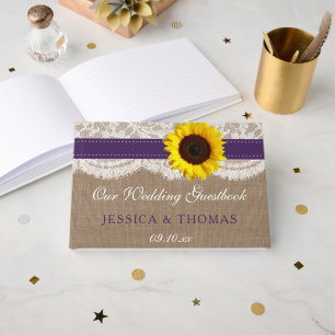The Rustic Sunflower Wedding Collection - Purple Guest Book