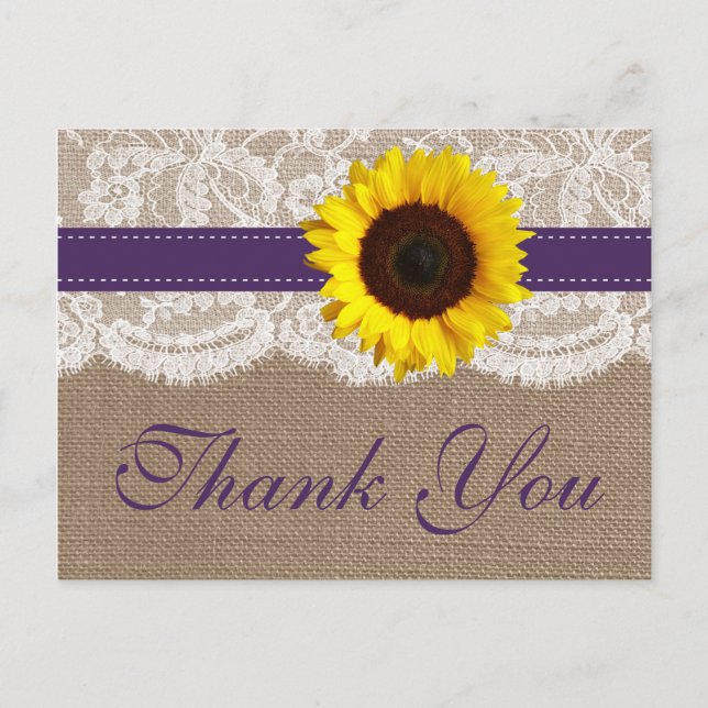 The Rustic Sunflower Wedding Collection - Purple Postcard (Front)