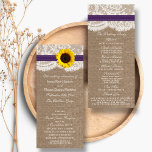 The Rustic Sunflower Wedding Collection - Purple Program<br><div class="desc">The rustic sunflower collection is a stunning design featuring a lovely rustic burlap effect background with a romantic vintage white lace effect trim finished with a stunning sunflower and purple ribbon. These programs can be personalized for your special occasion and would make the perfect template for weddings, bridal showers, engagement...</div>