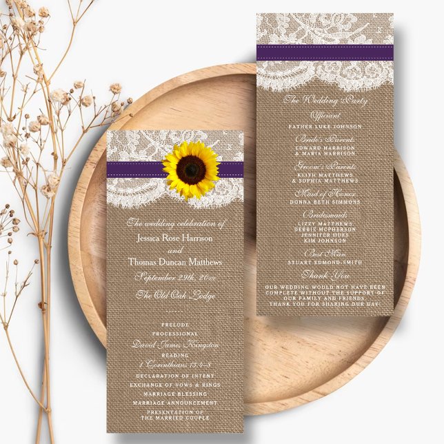 The Rustic Sunflower Wedding Collection - Purple Program (Creator Uploaded)