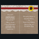 The Rustic Sunflower Wedding Collection - Red<br><div class="desc">The rustic sunflower collection is a stunning design featuring a lovely rustic burlap effect background with a romantic vintage white lace effect trim finished with a stunning sunflower and red ribbon. These programs can be personalized for your special occasion and would make the perfect template for weddings, bridal showers, engagement...</div>