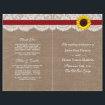 The Rustic Sunflower Wedding Collection - Red<br><div class="desc">The rustic sunflower collection is a stunning design featuring a lovely rustic burlap effect background with a romantic vintage white lace effect trim finished with a stunning sunflower and red ribbon. These programs can be personalized for your special occasion and would make the perfect template for weddings, bridal showers, engagement...</div>
