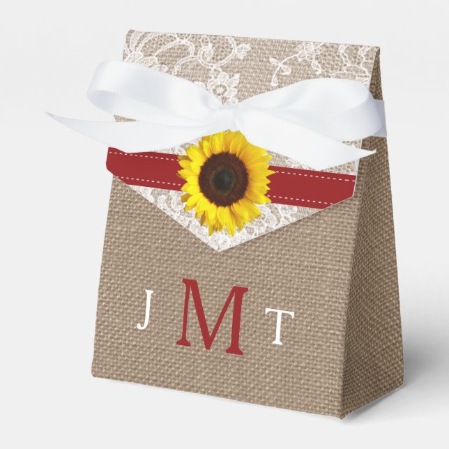 The Rustic Sunflower Wedding Collection - Red Favor Box (Front Side)