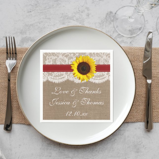 The Rustic Sunflower Wedding Collection - Red Napkin (Creator Uploaded)