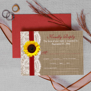 The Rustic Sunflower Wedding Collection - Red RSVP Card