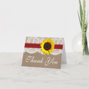 The Rustic Sunflower Wedding Collection - Red Thank You Card