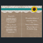 The Rustic Sunflower Wedding Collection - Teal<br><div class="desc">The rustic sunflower collection is a stunning design featuring a lovely rustic burlap effect background with a romantic vintage white lace effect trim finished with a stunning sunflower and teal ribbon. These programs can be personalized for your special occasion and would make the perfect template for weddings, bridal showers, engagement...</div>