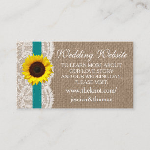 The Rustic Sunflower Wedding Collection - Teal Enclosure Card