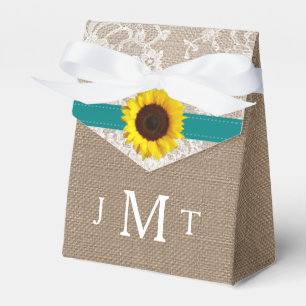 The Rustic Sunflower Wedding Collection - Teal Favor Box