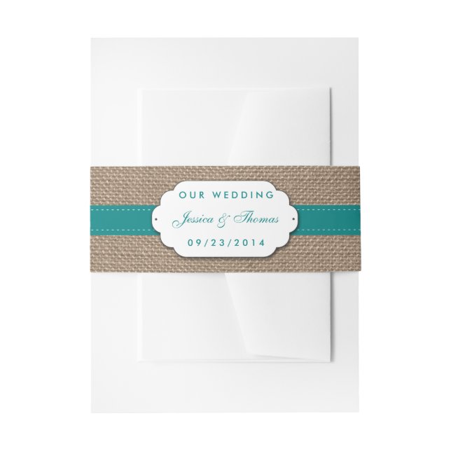 The Rustic Sunflower Wedding Collection - Teal Invitation Belly Band (Front Example)
