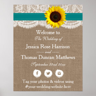 The Rustic Sunflower Wedding Collection - Teal Poster
