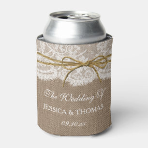The Rustic Twine Bow Wedding Collection Can Cooler