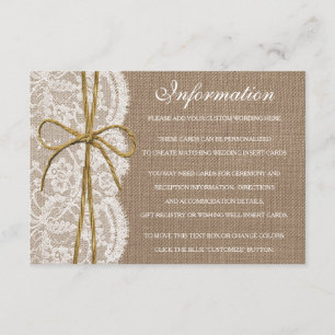 The Rustic Twine Bow Wedding Collection Enclosure Card