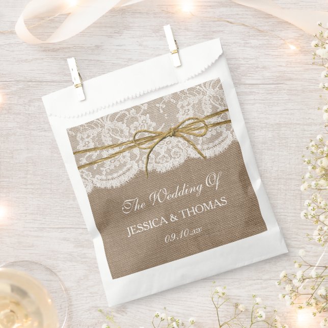 The Rustic Twine Bow Wedding Collection Favour Bag (Clipped)