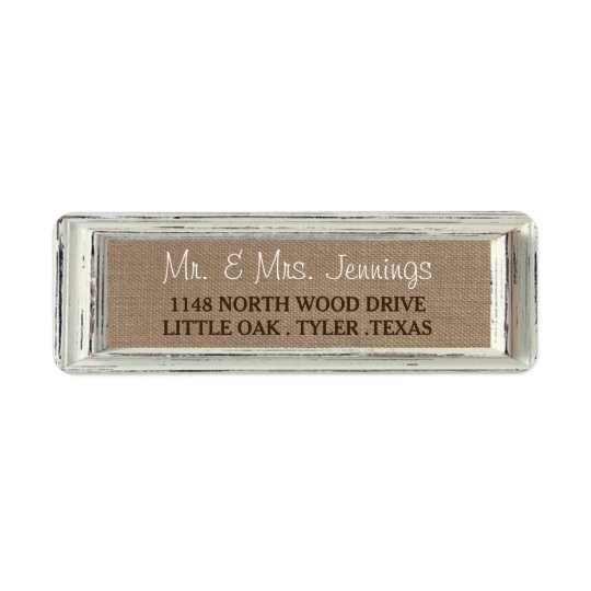 The Rustic White Frame & Burlap Wedding Collection Return Address Label