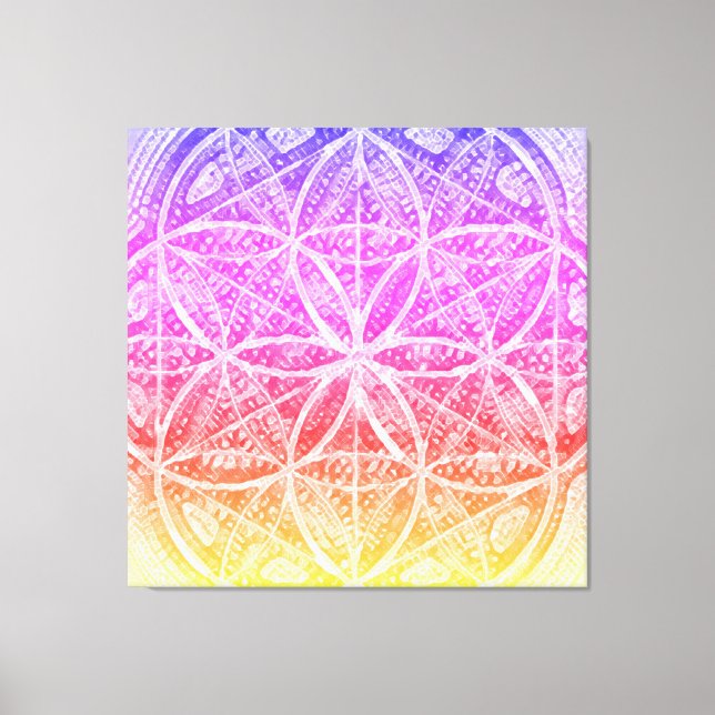 The Sacred Blueprints | Miami Sunset, Seed of Life Canvas Print (Front)