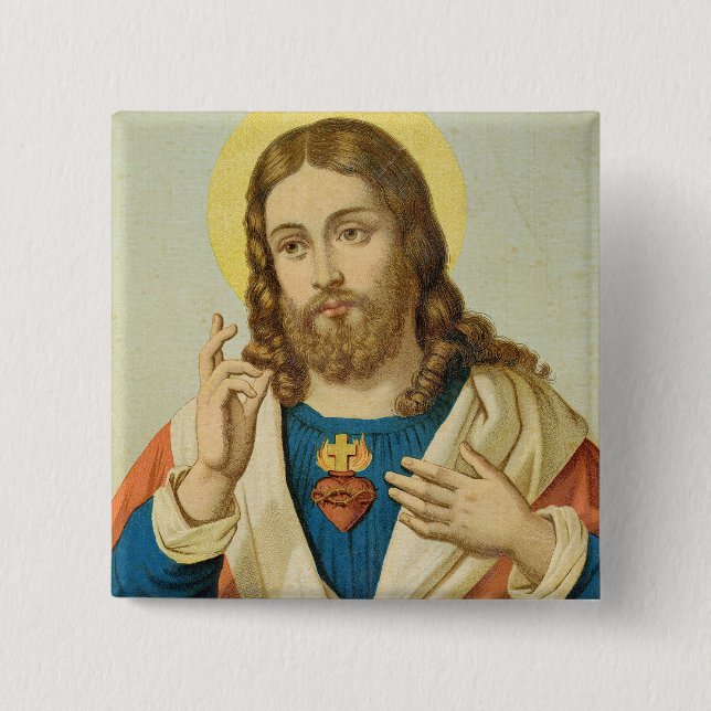 The Sacred Heart 2 Inch Square Button (Front)