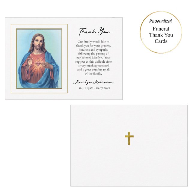 The Sacred Heart of Jesus Catholic Funeral  Thank You Card (Creator Uploaded)