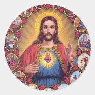 The Sacred Heart Of Jesus Classic Round Sticker
