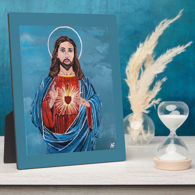 The Sacred Heart Painting by Alfred Fox Plaque (Side)
