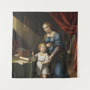  The Sacred Key's Secret: Renaissance Madonna & Ch Tapestry