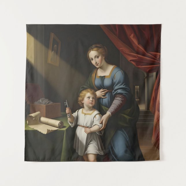  The Sacred Key's Secret: Renaissance Madonna & Ch Tapestry (Front)