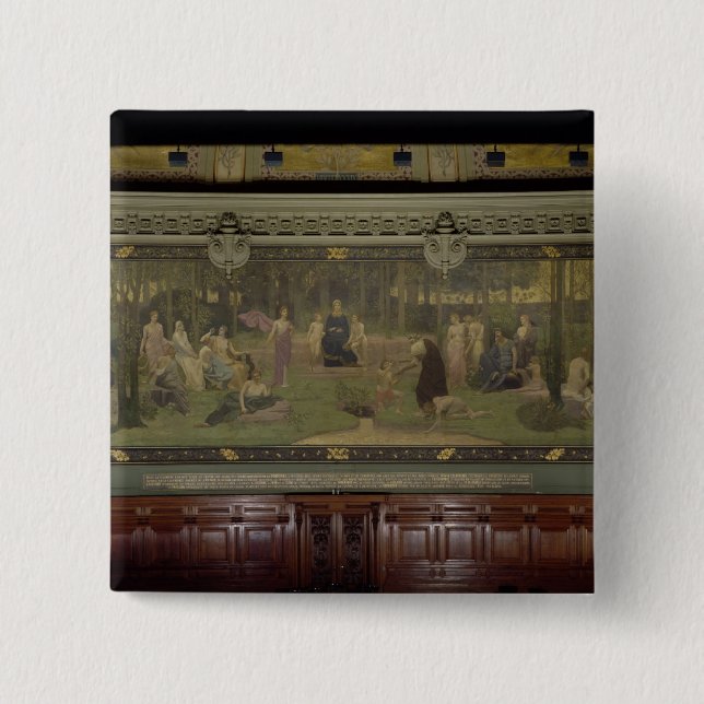 The Sacred Wood 2 Inch Square Button (Front)
