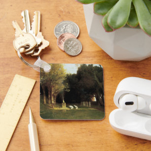 The Sacred Wood by Arnold Bocklin, Vintage Art Keychain